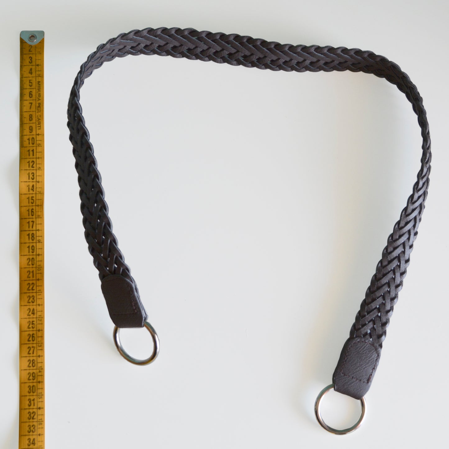 MANICO PIATTO INTRECCIATO similpelle marrone (cm 80)