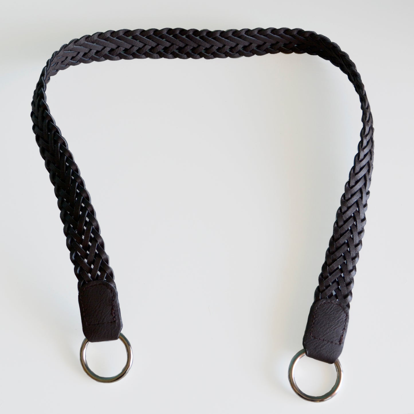 MANICO PIATTO INTRECCIATO similpelle marrone (cm 80)