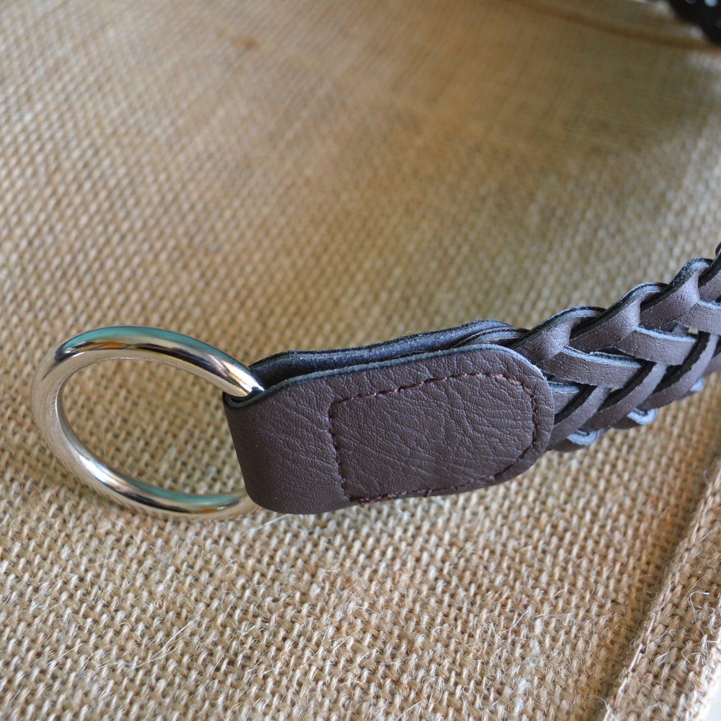 MANICO PIATTO INTRECCIATO similpelle marrone (cm 80)