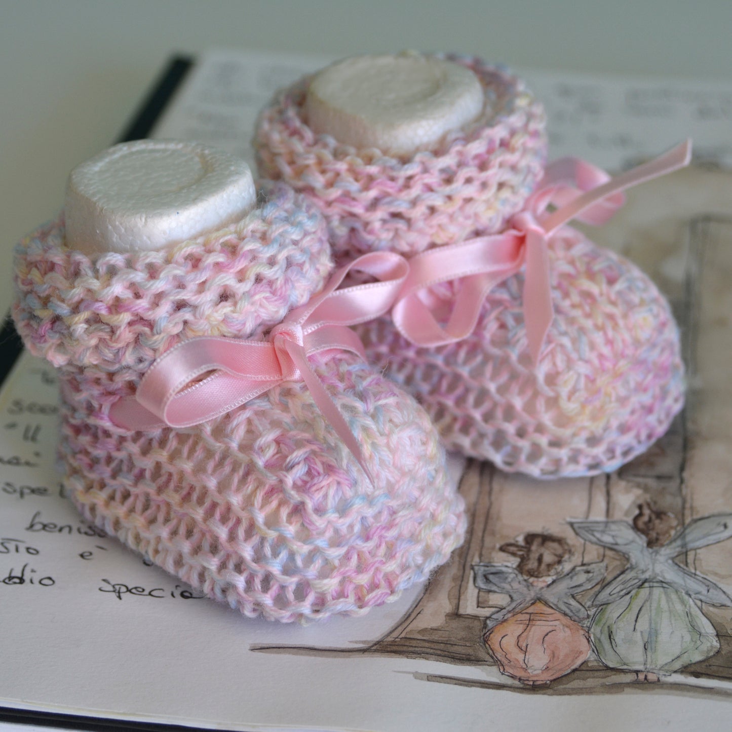 SCARPINE bimba lana rosa